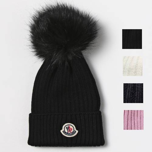 大人もOK【MONCLER】ファーポンポン付きニット帽