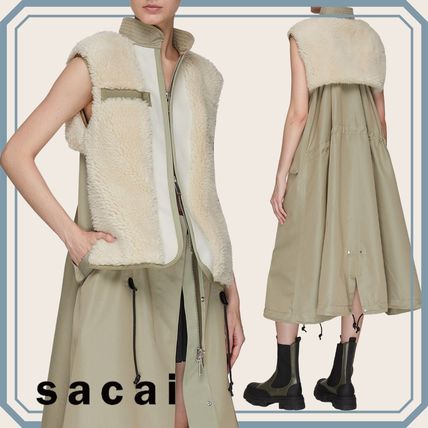 sacai Wrap Casual Style Blended Fabrics Street Style Plain Cotton Long