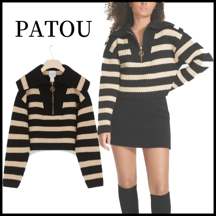 関税なし】PATOU ジップアップカラー リブニットジャンパー - www ...