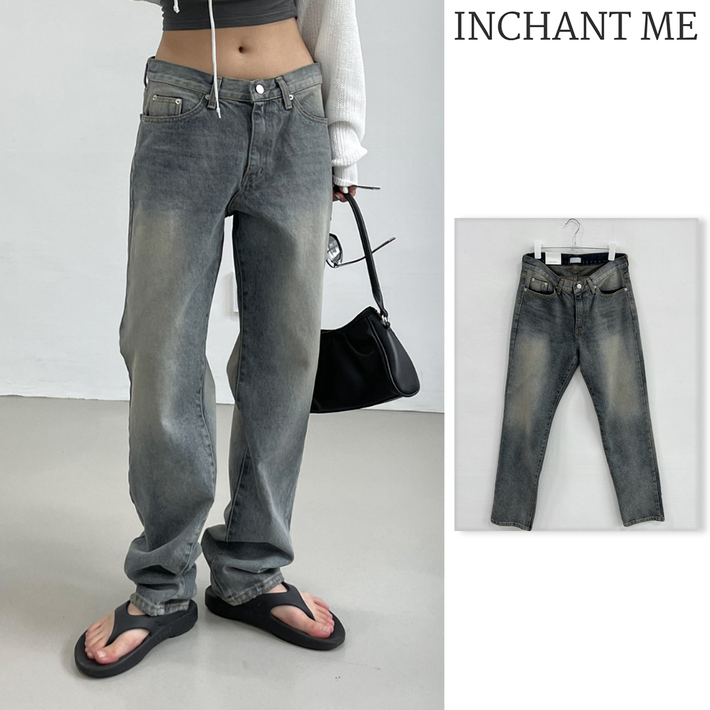【INCHANT ME】[unisex] bossa washed wide denim pants