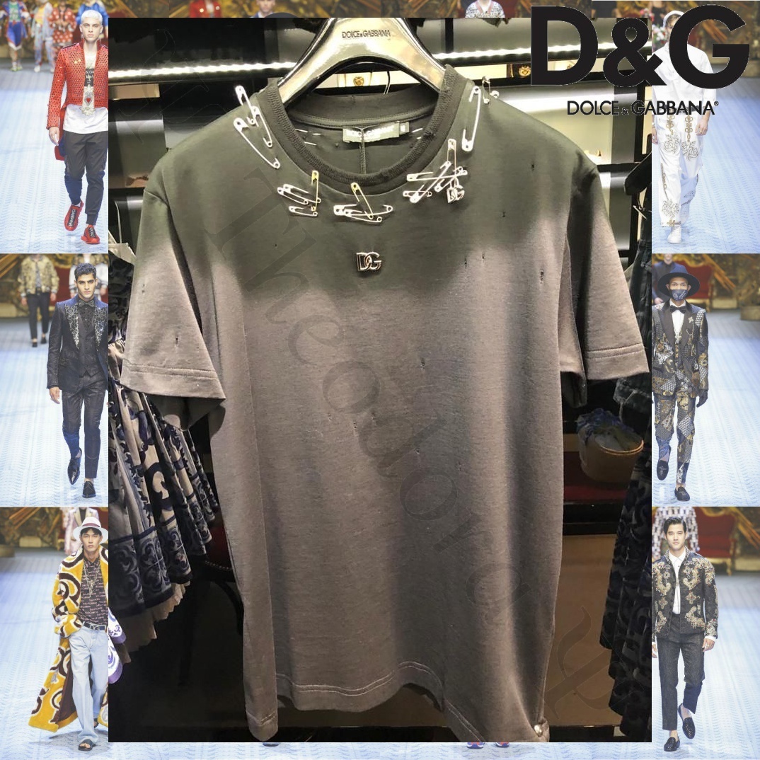Dolce & Gabbana DGメタリックパッチ スタッズ Tシャツ ブラック