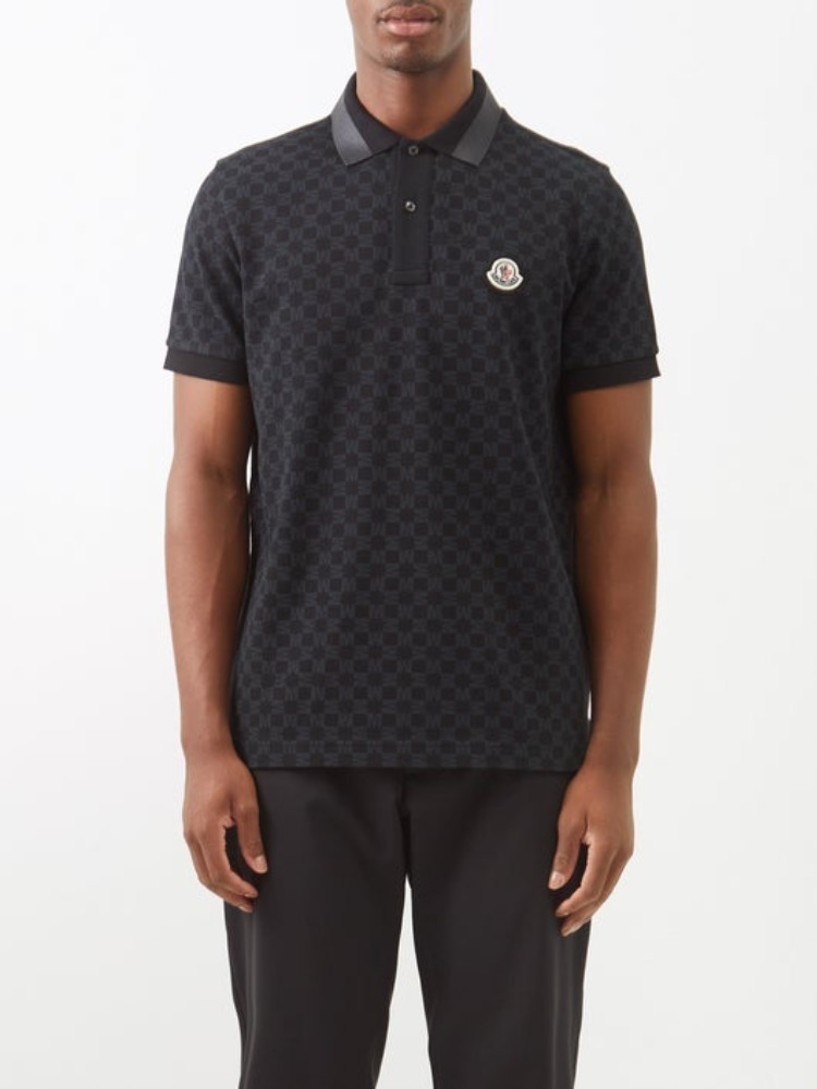 新しいブランドMONCLER コットンピケポロシャツ ブラック XL