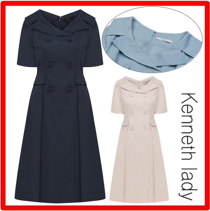 ☆人気☆【Kenneth Lady】☆セミオフカラーフレアワンピー.ス☆