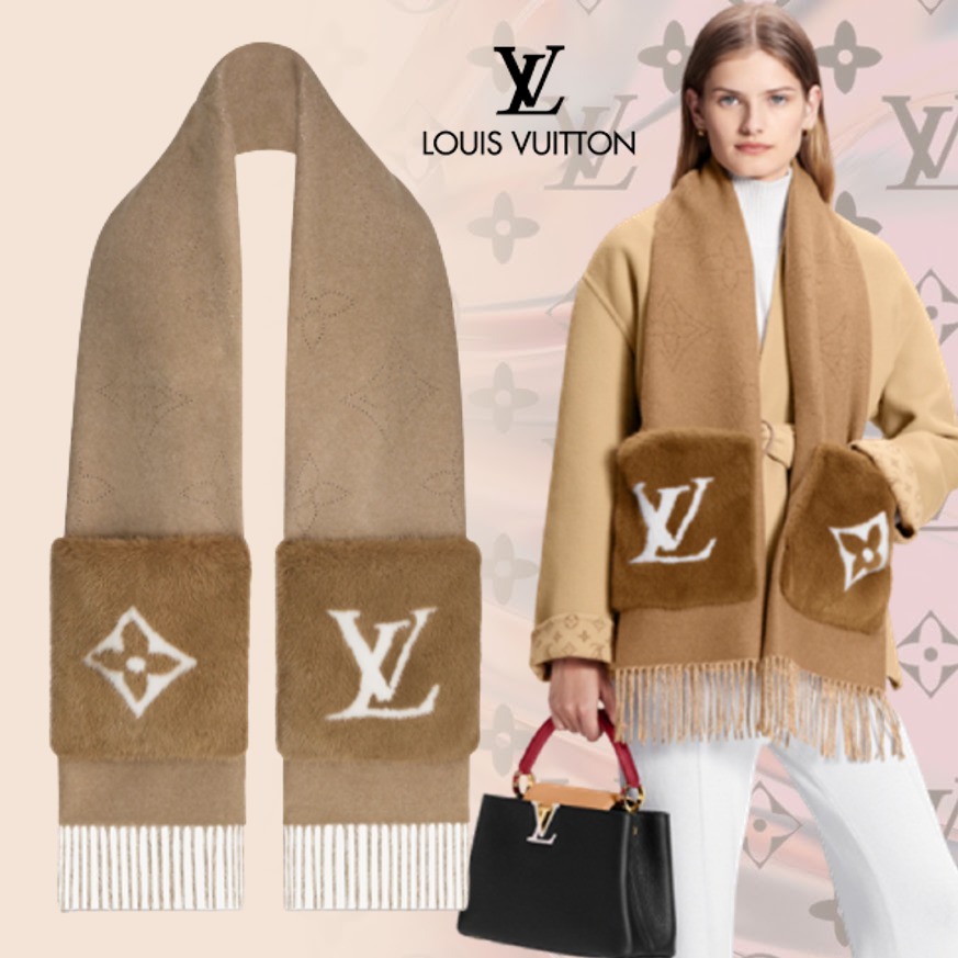 ルイ ヴィトン エシャルプ カシュ ヴィゾン LV コージー マフラー カシミヤ 100％ ミンク ブラウン 茶 M77736 箱付 LOUIS VUITTON（新品・未使用品）