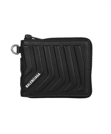 BALENCIAGA Folding Wallets Unisex Street Style Leather Card Holder Logo Folding Wallets