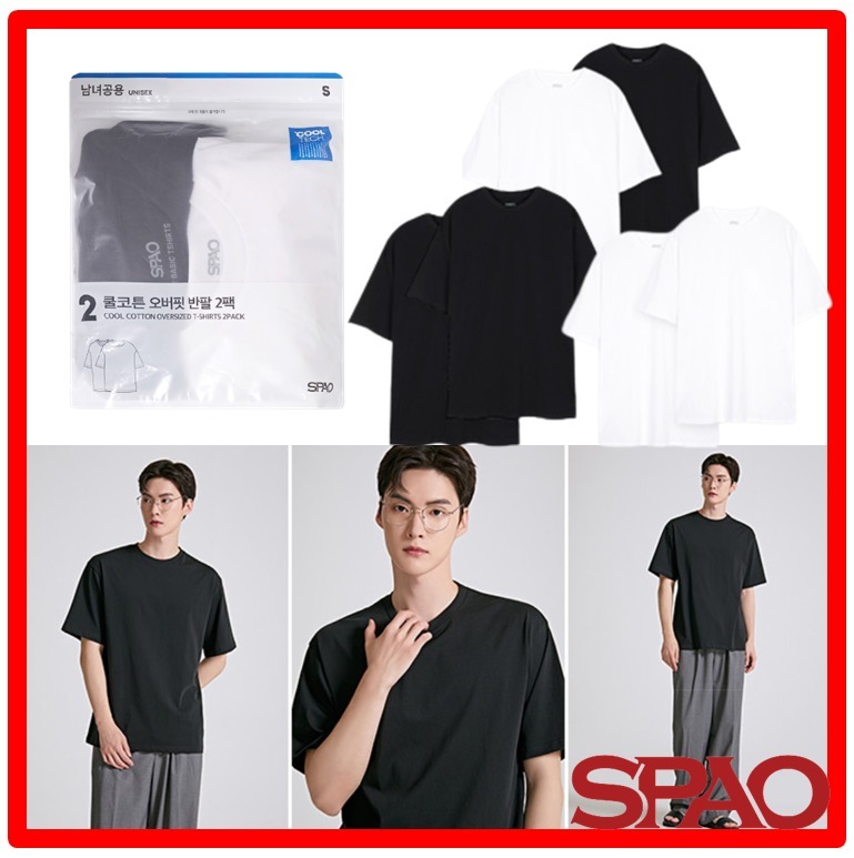 ☆22AW☆【SPAO】☆[2PACK] Cool Cotton Overfit Short Sleev.e