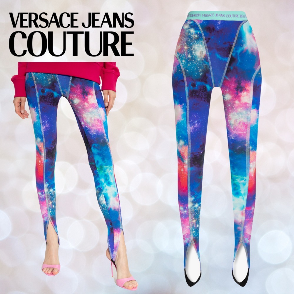 VERSACE JEANS COUTURE ギャラクシー ロゴ ストラップレギンス