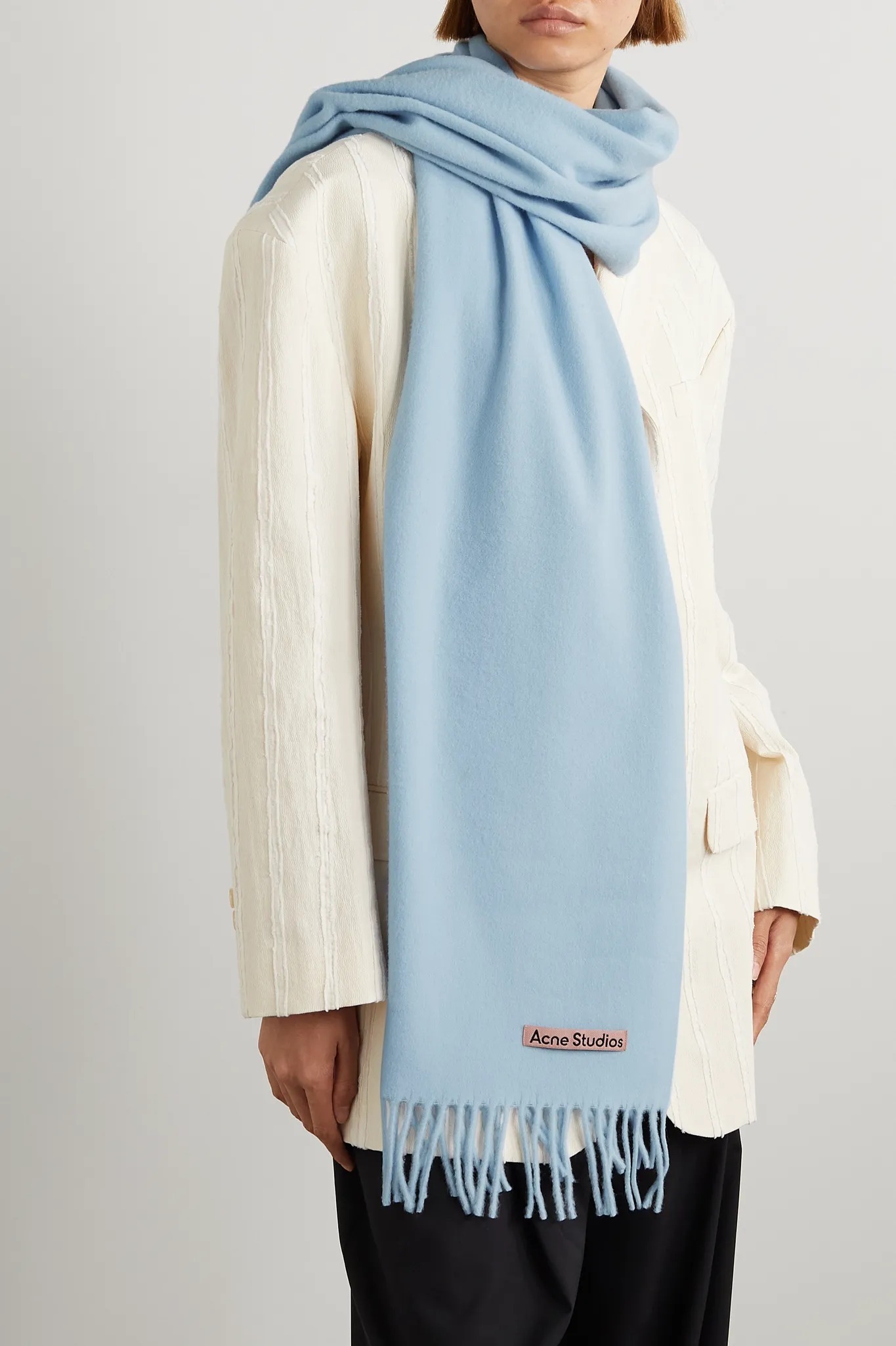 ACNE◇ナローフリンジ付き ウールマフラー - metalurgicagalvani.com.br