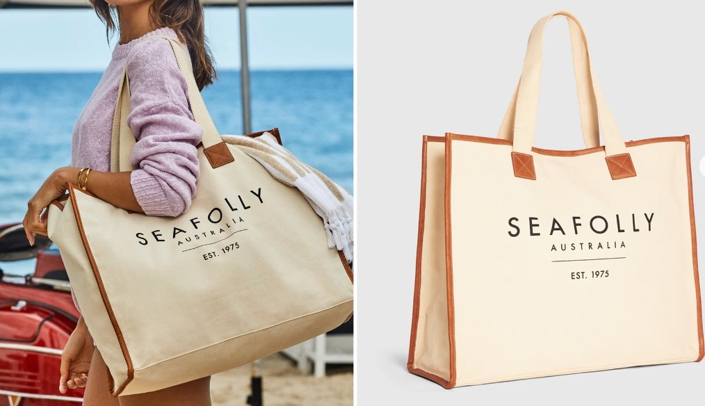 AU発★Seafolly★ロゴ付☆キャンバストート☆ビーチバッグにも