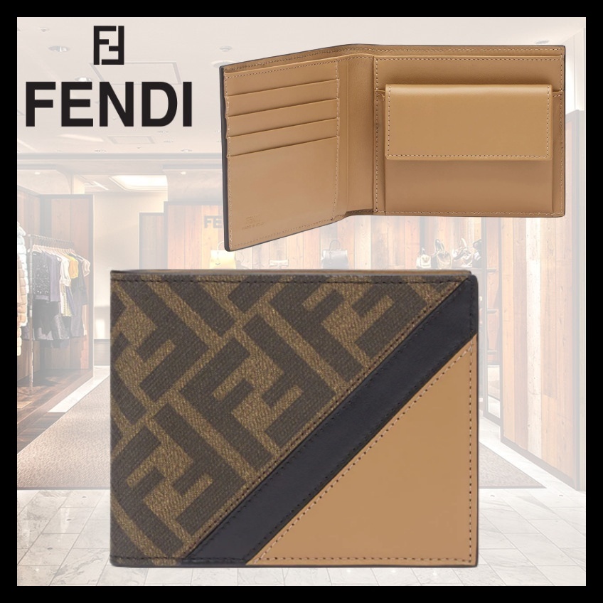 FENDI ブラウンファブリック財布】 - globalshippingmasterltd.com