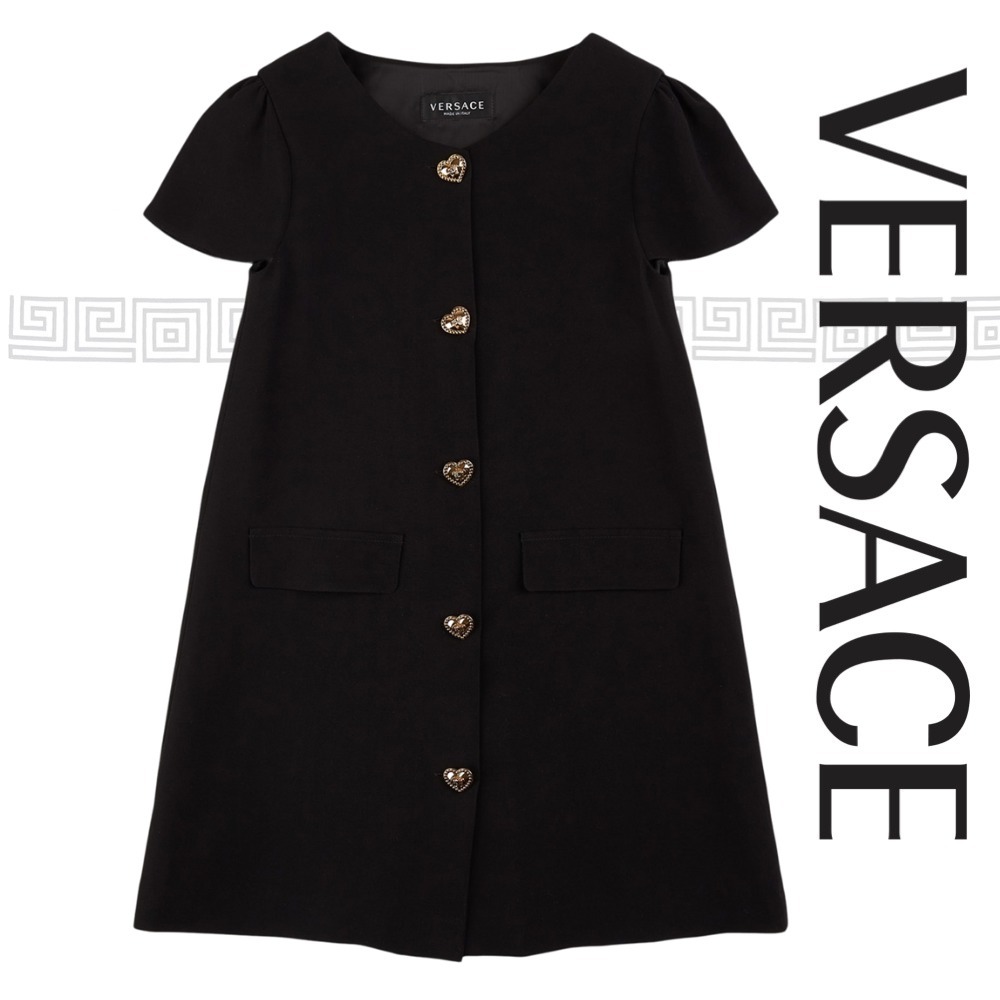 VERSACE クリスタル ハート メドゥーサ キッズ ドレス ブラック