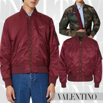 VALENTINO More Jackets Short Camouflage Nylon Plain Nylon Jacket  Logo Jackets