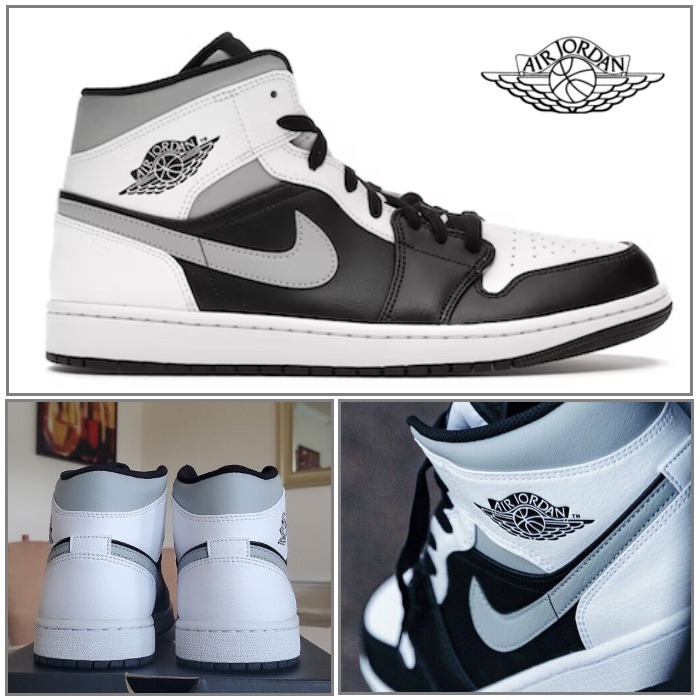 スニーカー Nike Jordan 1 Mid White Shadow 554724-073