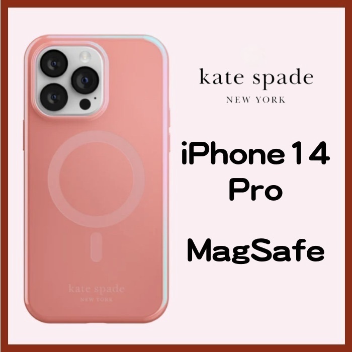 kate spade iPhone14Proケース ピンクグレープフルーツ MagSafe