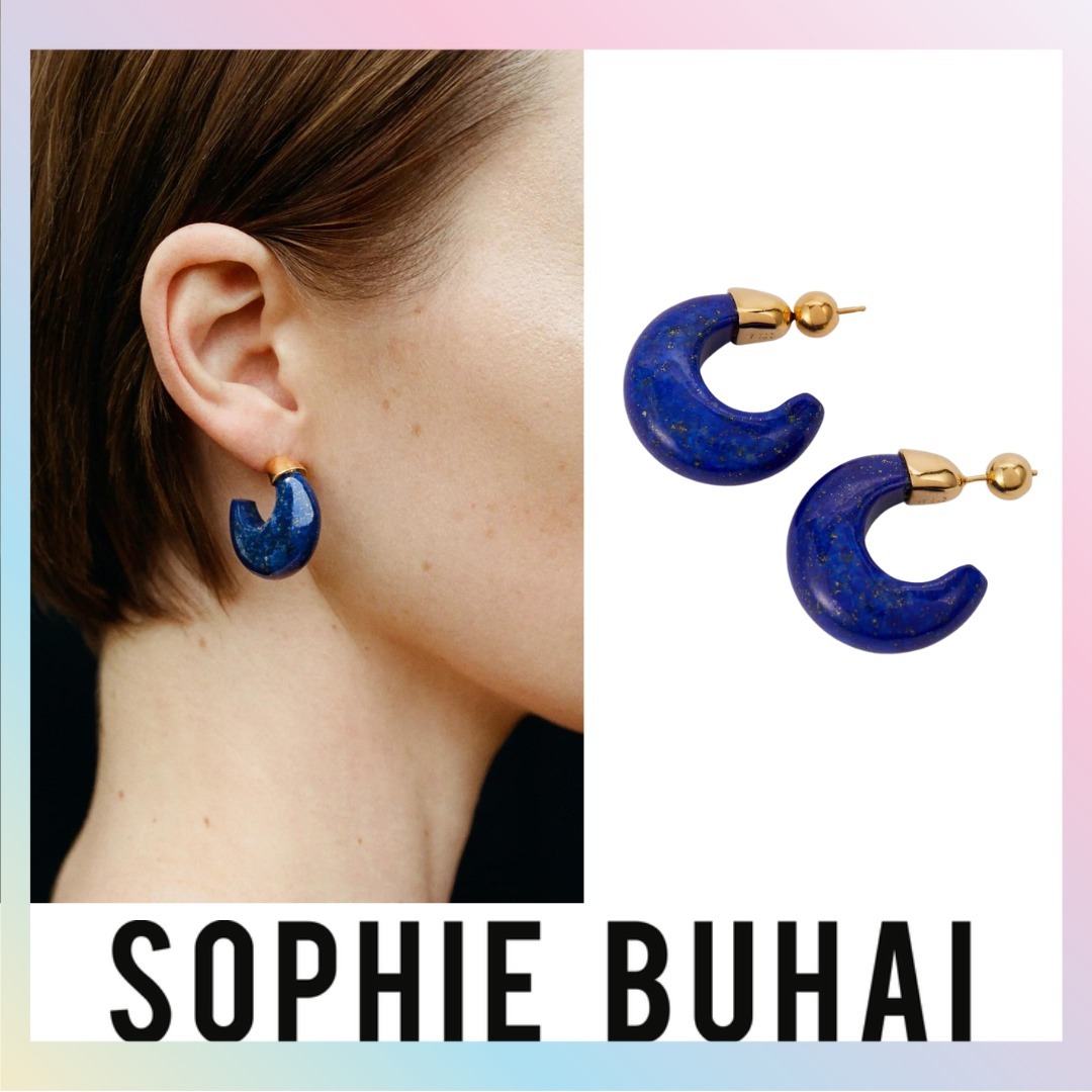 【SOPHIE BUHAI】ラピス ブルー ドーナツ フープ ピアス 送関込