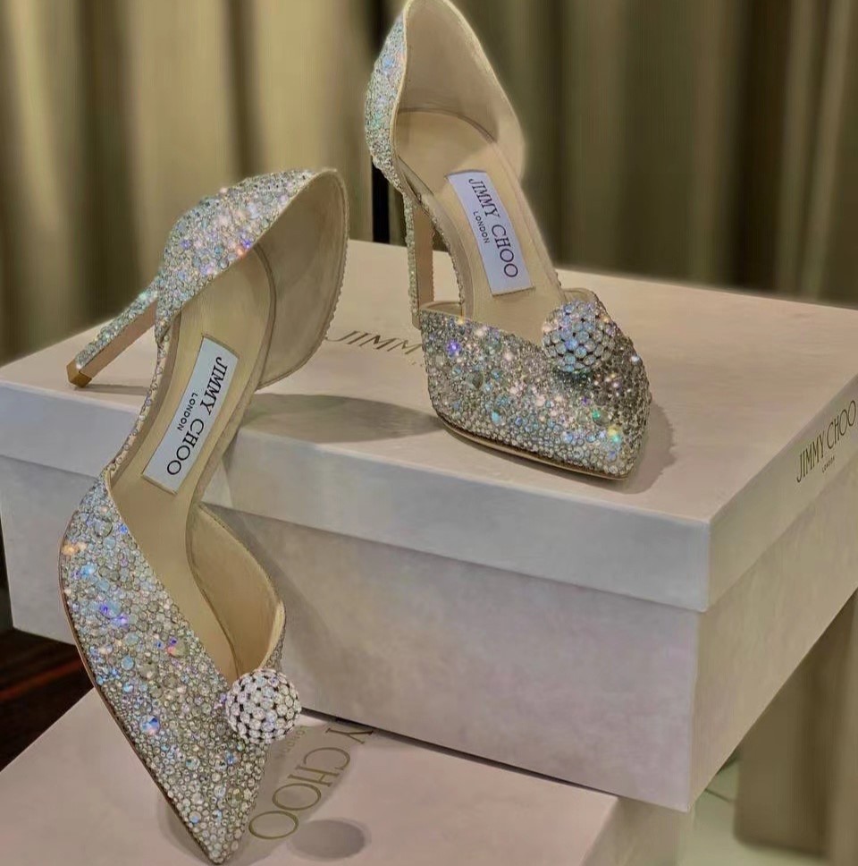 JIMMY CHOO パンプス ピンヒール シルバー グリッター ラメ - www ...