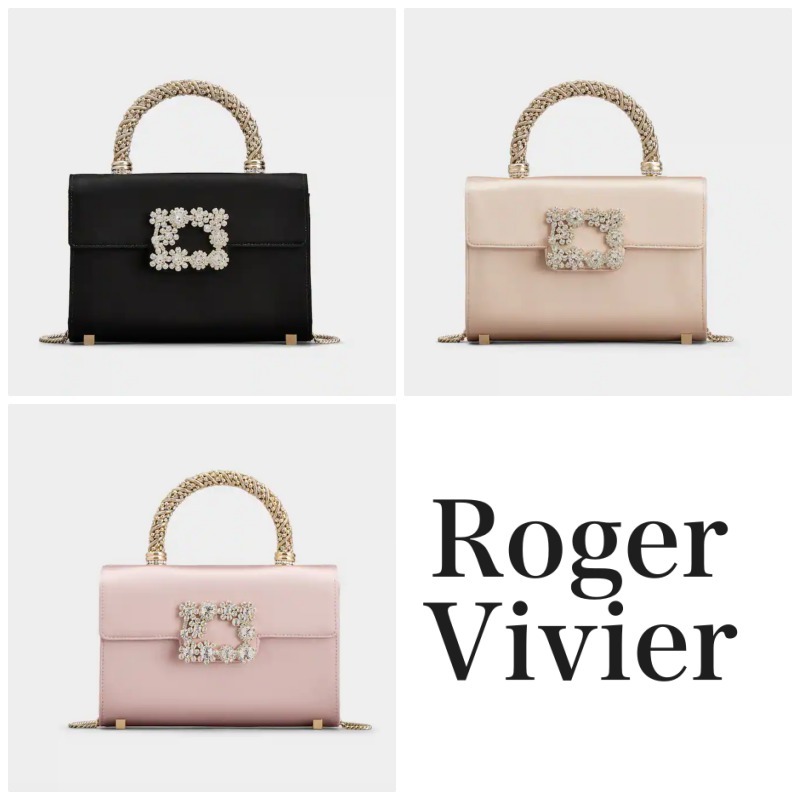 [Roger Vivier] フラワー ストラス ジュエル バッグ ミニ サテン