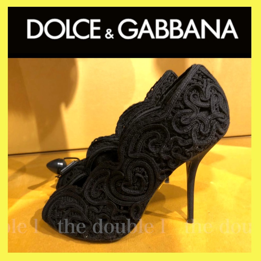 Dolce\u0026Gabbana ドルガバ ステッチ入り スクエアベルト パンプス