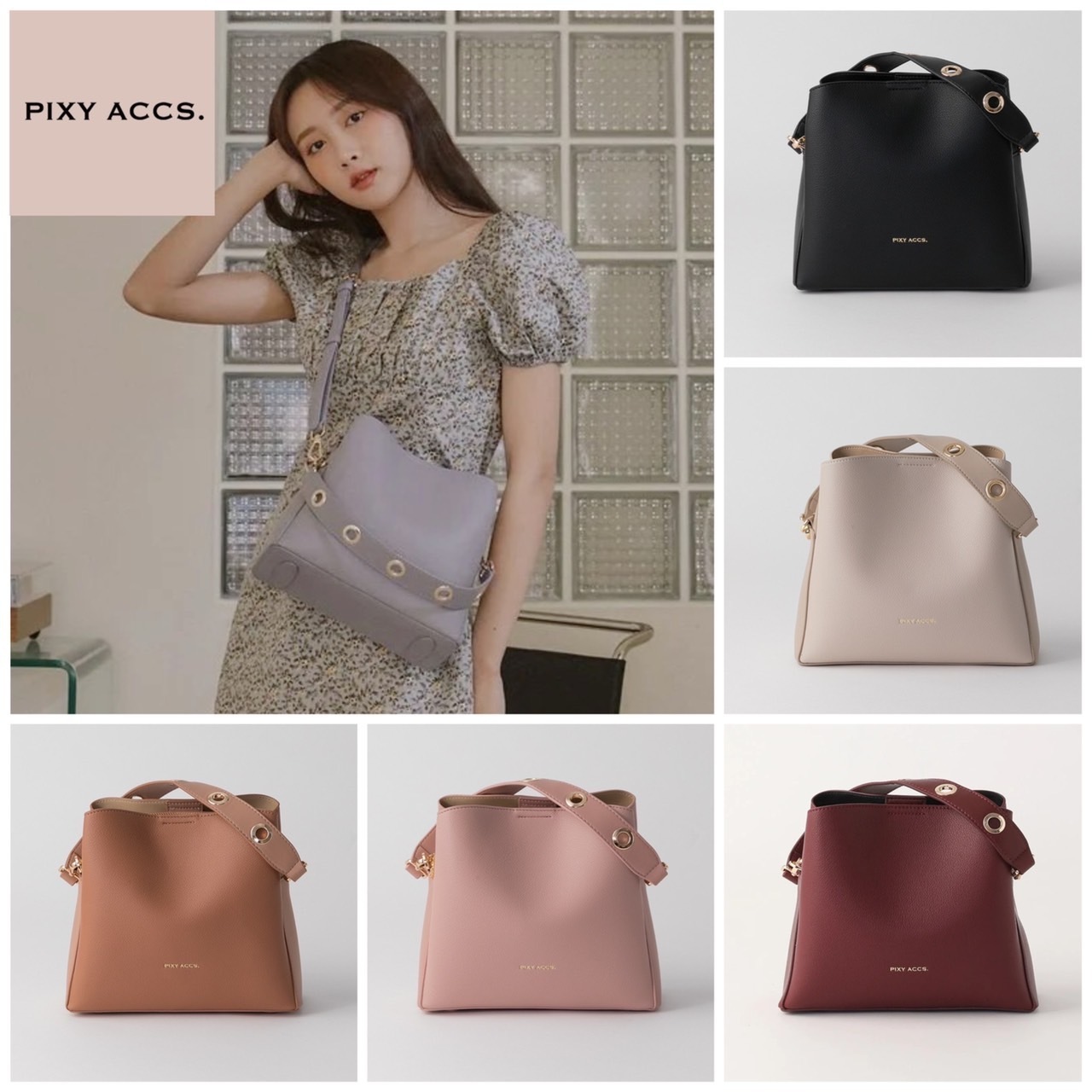 追跡有★PIXYACCS ストラップ2本付き バケツ ショルダーバッグ
