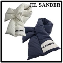 Jil Sander Unisex Street Style Logo Knit & Fur Scarves