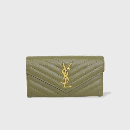 Saint Laurent Long Wallets Leather Long Wallet  Logo Long Wallets