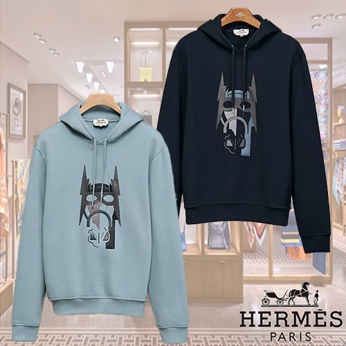 仕入値引 23AW HERMES パーカー Super H ラムレザーパッチ フーディ