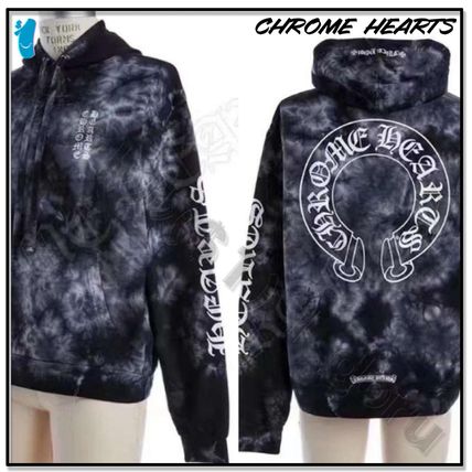 CHROME HEARTS Hoodies Unisex Street Style Long Sleeves Cotton Logos on the Sleeves