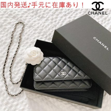 ブラック(黒)系 CHANEL CHAIN WALLET x ショルダーバッグ