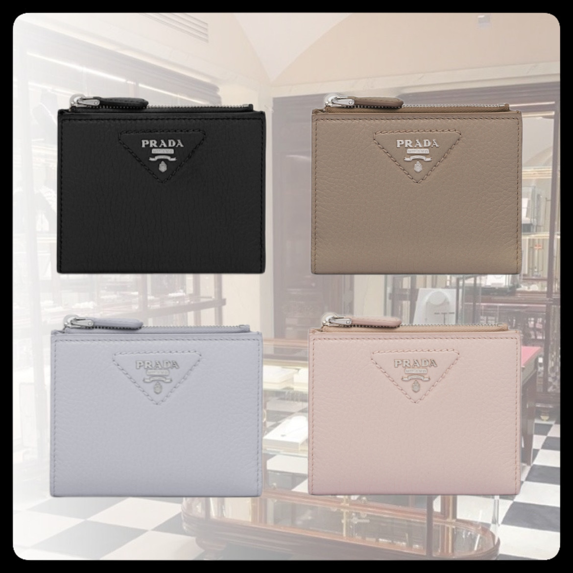 【直営店】PRADA◆ヴィッテロ レザー コンパクト 二つ折り財布 【直営店】PRADA◆ヴィッテロ レザー コンパクト 二つ折り財布