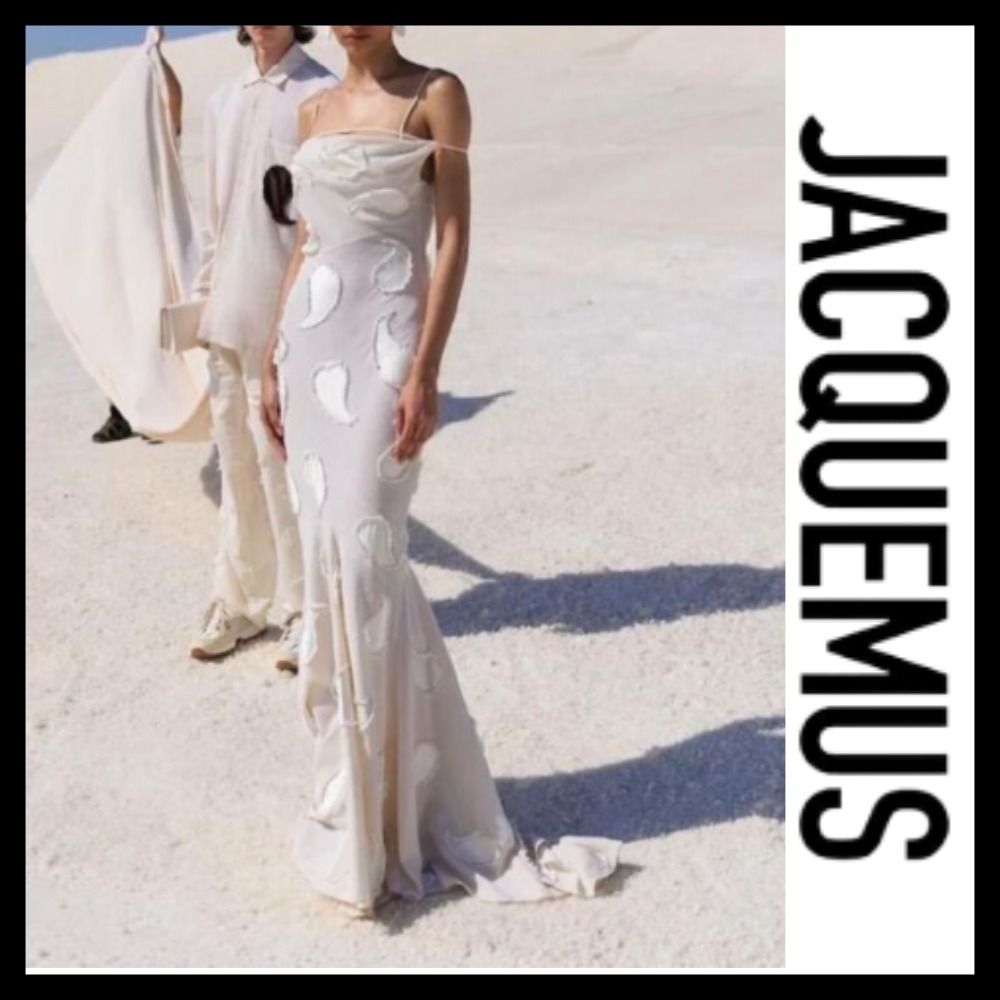 JACQUEMUS La robe Draggiu ペイズリーロングドレスオフホワイト
