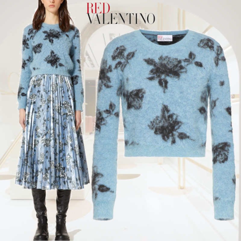 RED VALENTINO Flower クロシェ&ケーブル編みニット | vrealitybolivia.com