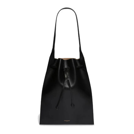 J & M Davidson Totes Casual Style Calfskin Plain Leather Elegant Style Logo Totes