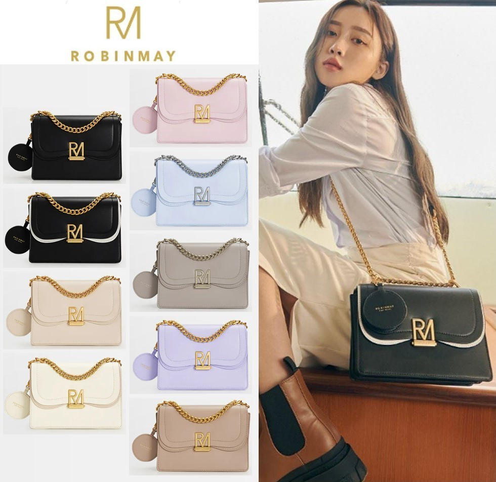 追跡有★ROBINMAY 2WAY ミラー付 ショルダーバッグ ROBINMAY◇ミラー付き ロゴ 2way Elly チェーンショルダーバッグ