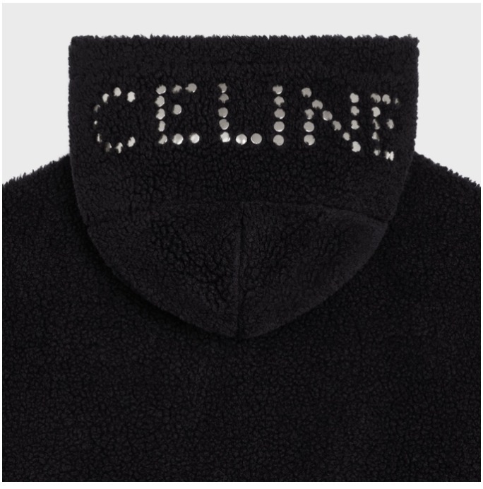 CELINE】22-23AW スタッズフードロゴ フリース ジップパーカー (CELINE