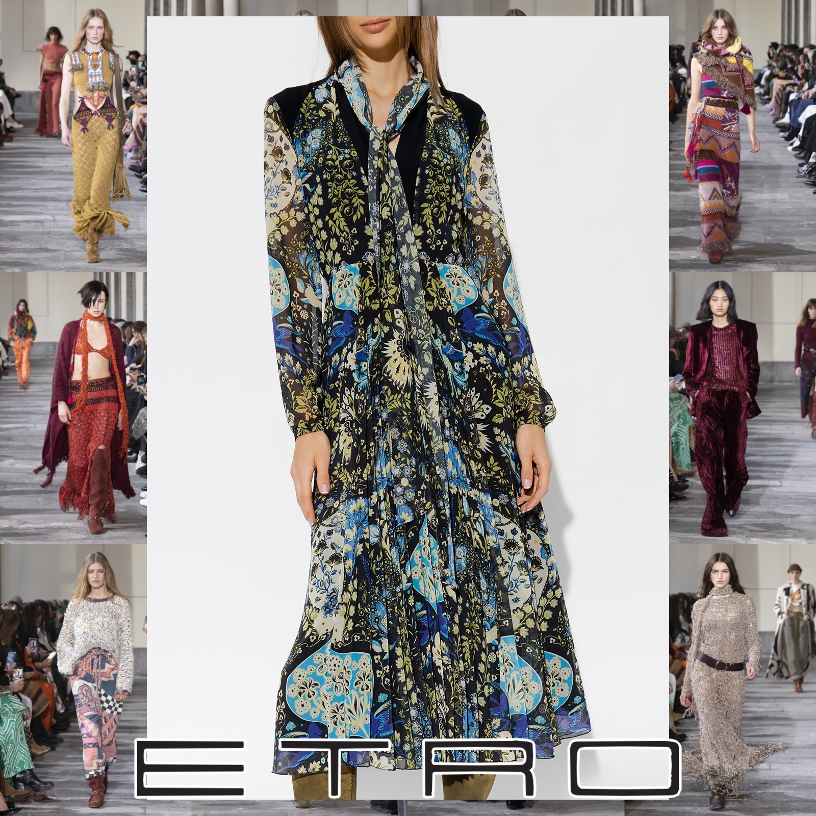 ETRO花柄 黒 ワンピース 40サイズ