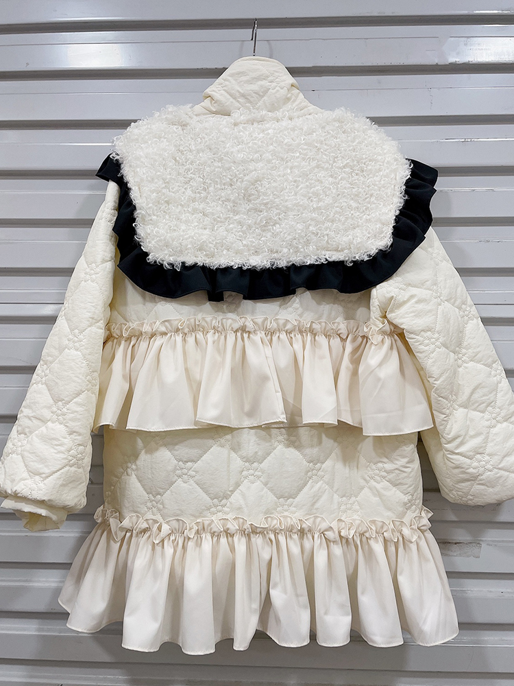 再入荷！ Aライン フンワリ 中綿ブルゾン コート フリルブラック 再入荷！ Aライン フンワリ 中綿ブルゾン コート フリルブラック