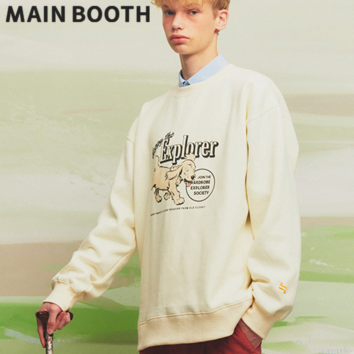 ★MAINBOOTH★Explorer Doggy Sweatshirt(CREAM)★正規品/送料込