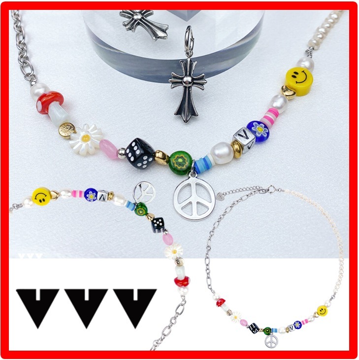 ★Stray Kids 着用★【VVV】★PEACE PENDANT BEADS NEACKLAC.E★