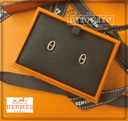 《22AW★》HERMES Hロゴ ピアス シャイン・ダンクルピアス
