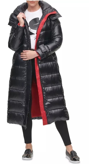 KARL LAGERFELD PARIS ベルト&フード付パファーコート★全2色
