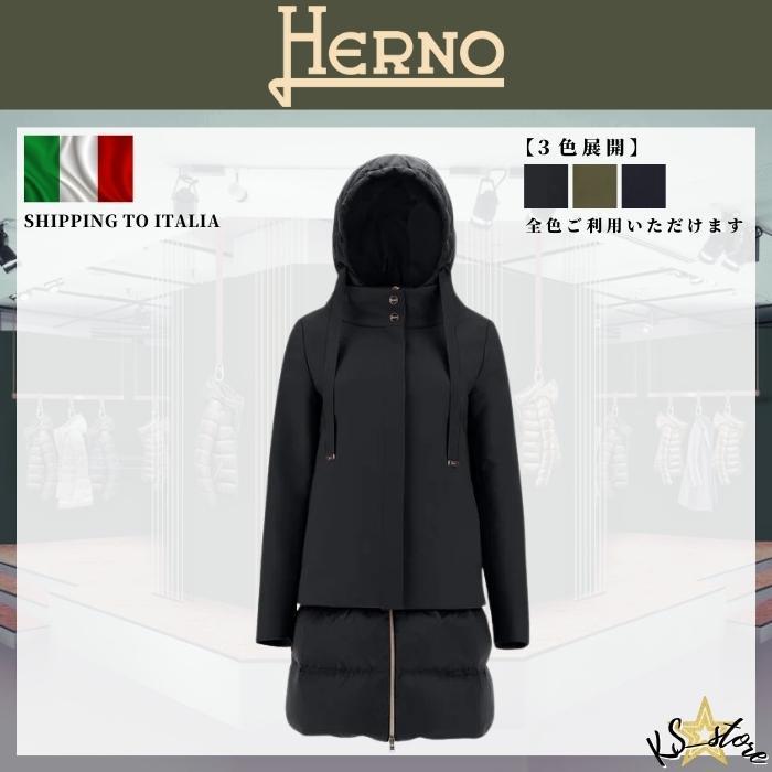 輸入品販売 HERNO ヘルノ シティ グラマー&サテン A-SHAPE ジャケット