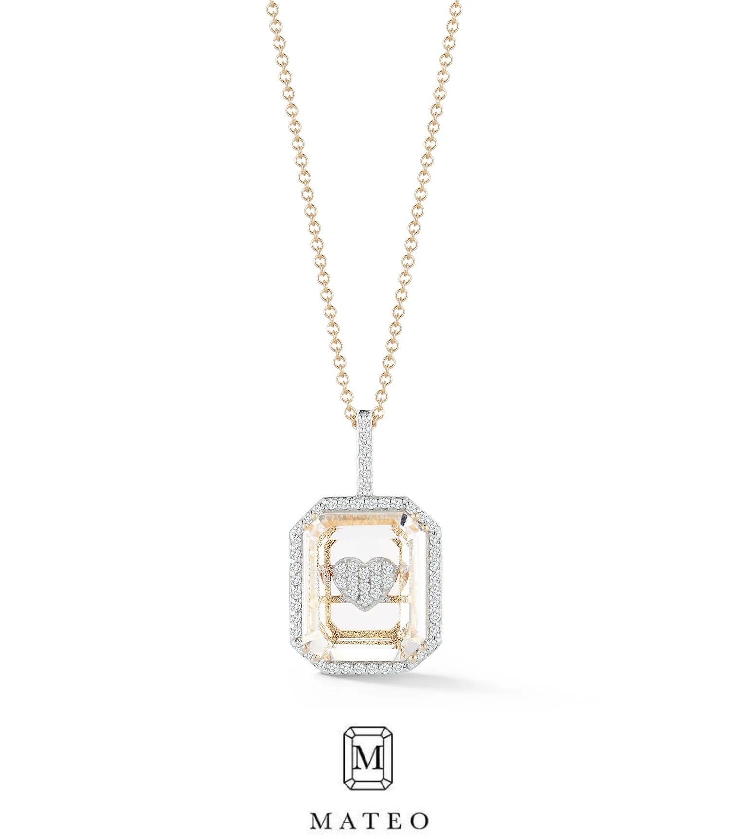 国内発| MATEO Secret Heart 14K diamond & quartz ネックレス