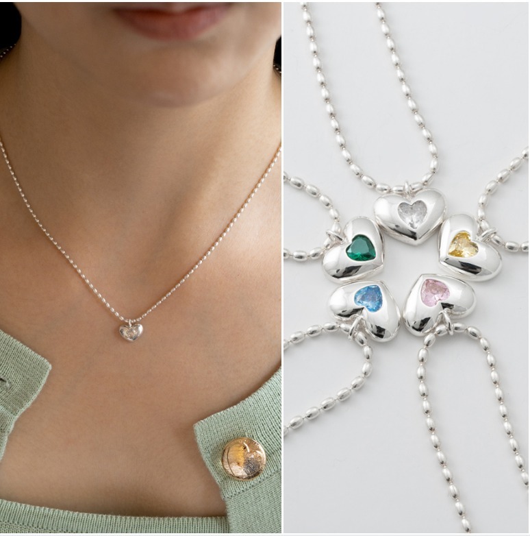 TATIANA☆[SILVER925] Heart Cubic Petit Plump Heart Necklace