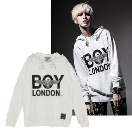 BOY LONDON Hoodies & Sweatshirts Unisex Studded Street Style Long Sleeves Cotton Medium