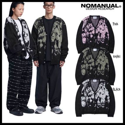 NOMANUAL Cardigans Unisex Street Style Plain Oversized Logo Cardigans