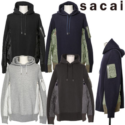 大人気☆sacai Sponge Sweat x MA-1 Hoodie☆おしゃれ 4色 (sacai 返品交換可能 SACAI SPONGE 4 パーカー HOODIE MA-1 SWEAT パーカー