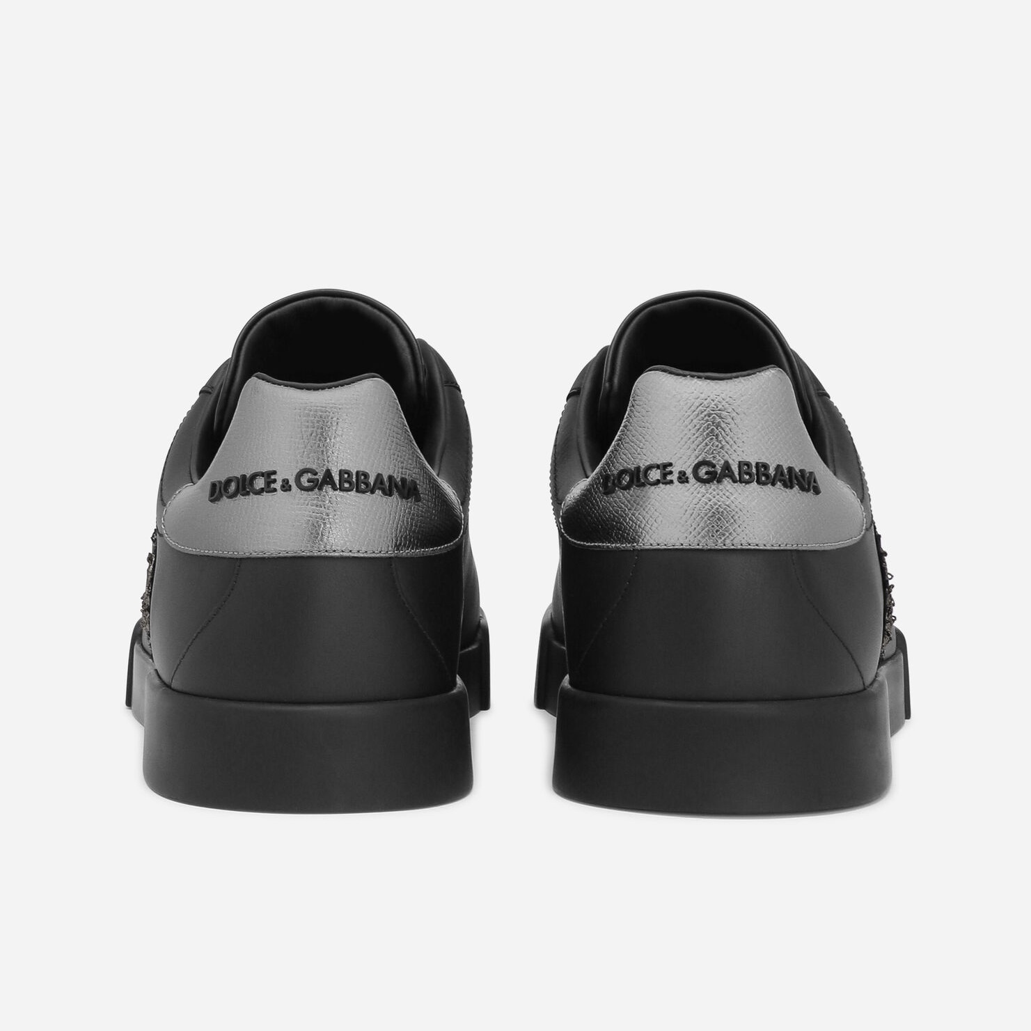 DOLCE&GABBANA ポルトフィーノ クラウンパッチ レザースニーカー