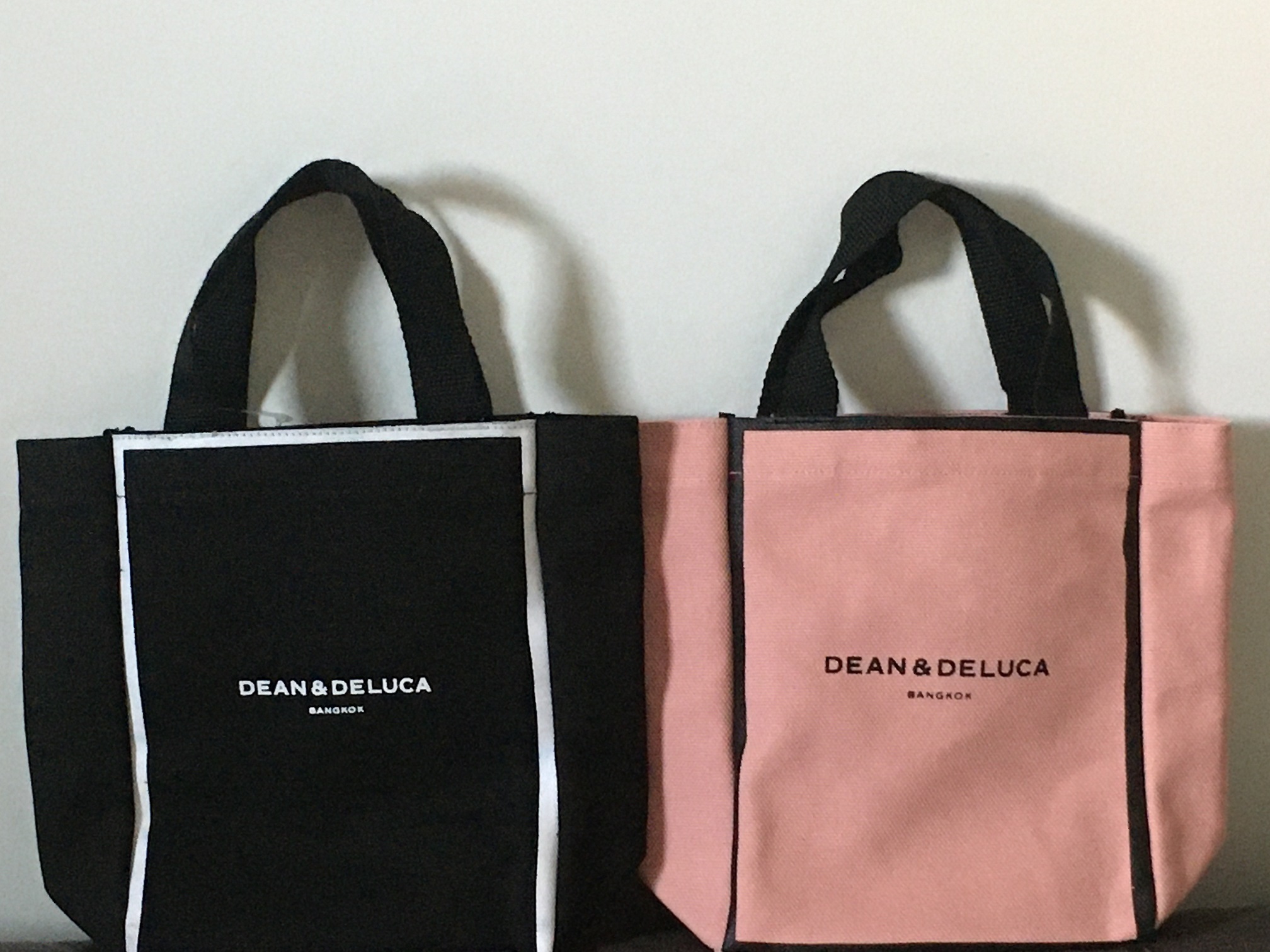 DEAN&DELUCAトートバッグ 黒＆DustyRose(裏表ロゴのみ) BKK限定