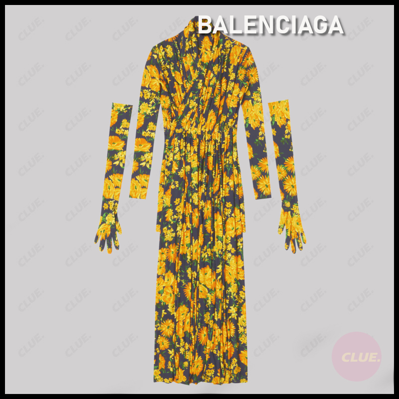 BALENCIAGA★バレンシアガ ブーケ サイクリング ドレープ ドレス