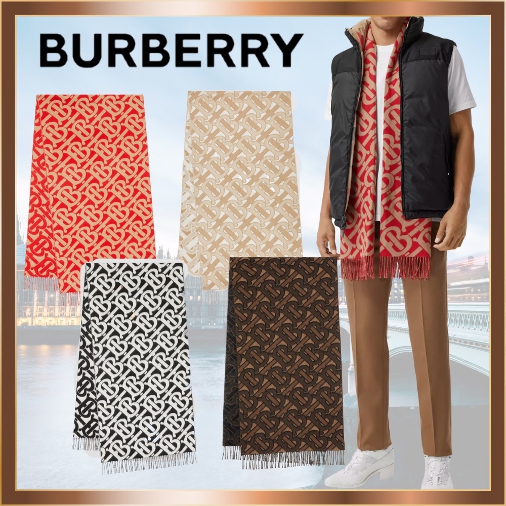 BURBERRY】バーバリー モノグラムカシミアジャカード スカーフ ...
